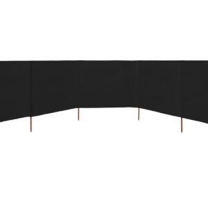 Tuulensuojakangas 5 paneelilla 600x80 cm musta - Musta