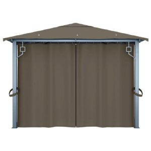 Huvimaja verhoilla 400x300 cm harmaanruskea alumiini - Taupe