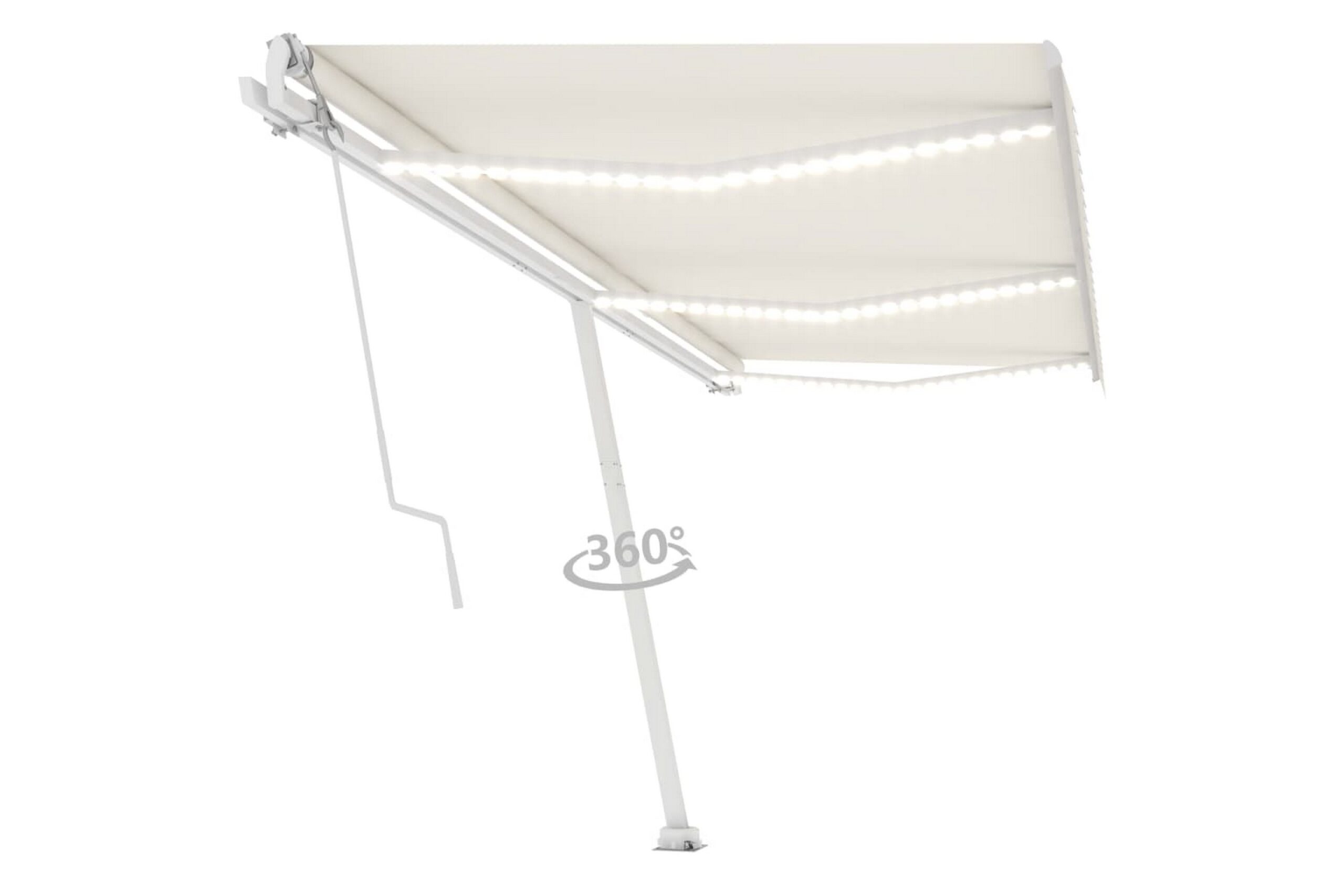 Sisäänkelattava markiisi LED ja tuulisensori 600x350 cm - Kerma