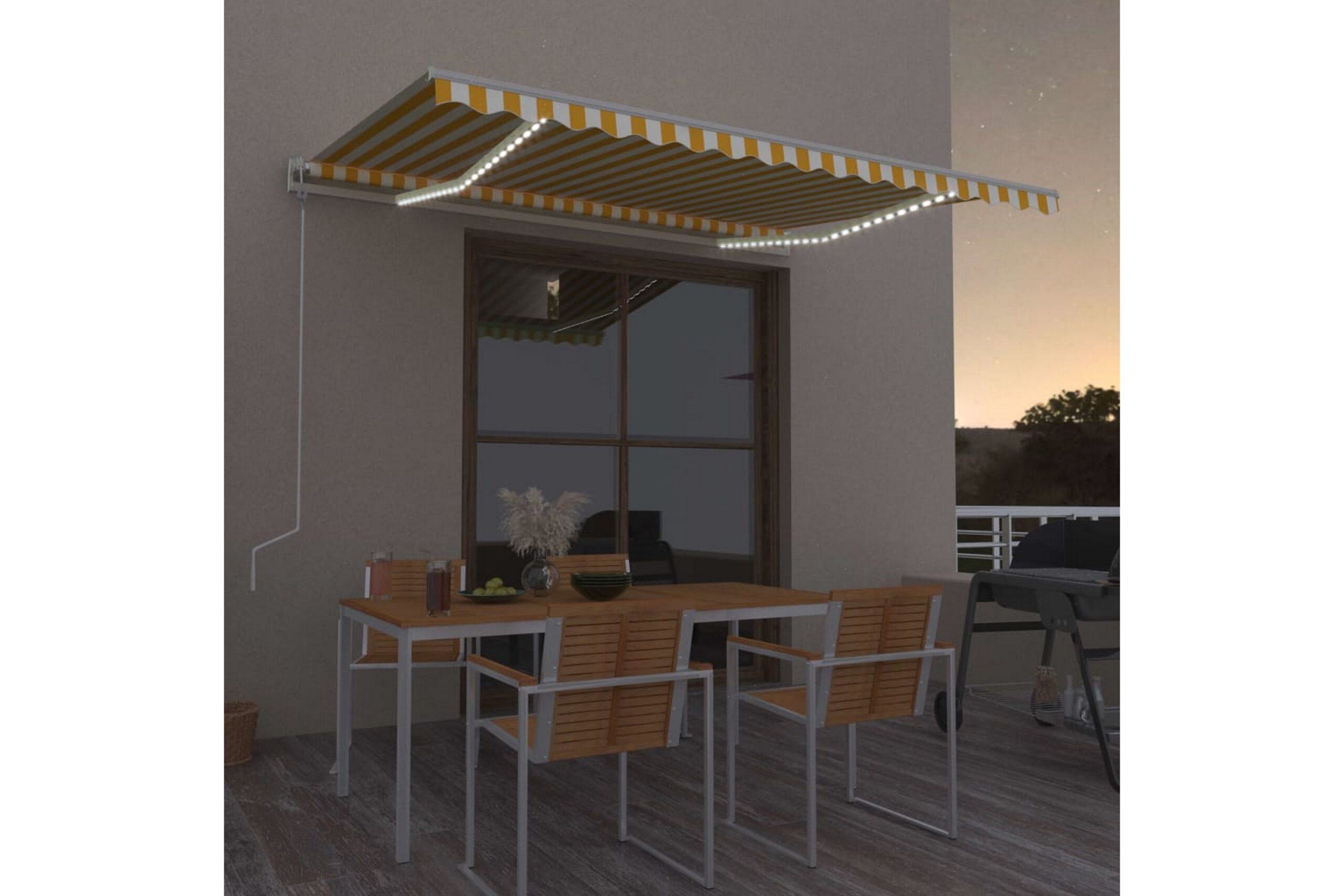 Sisäänkelattava markiisi LED/tuulisensori 400x300cm -