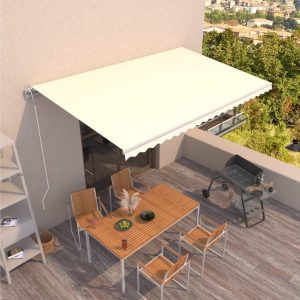 Automaattisesti sisäänkelattava markiisi 500x300 cm kerma -