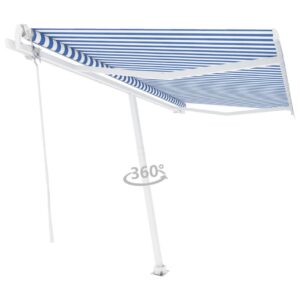 Vapaasti seisova sisäänkelattava markiisi 400x350 cm - Sininen