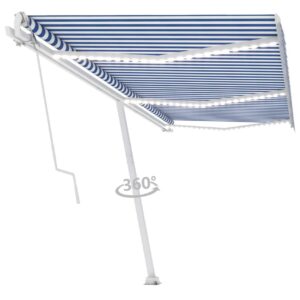 Sisäänkelattava markiisi LED/tuulisensori 600x300 cm - Sininen