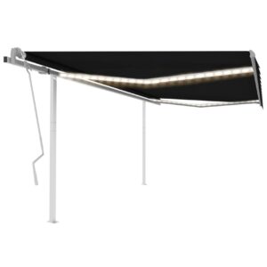Manuaalisesti kelattava markiisi LED-valoilla 4x3 m -