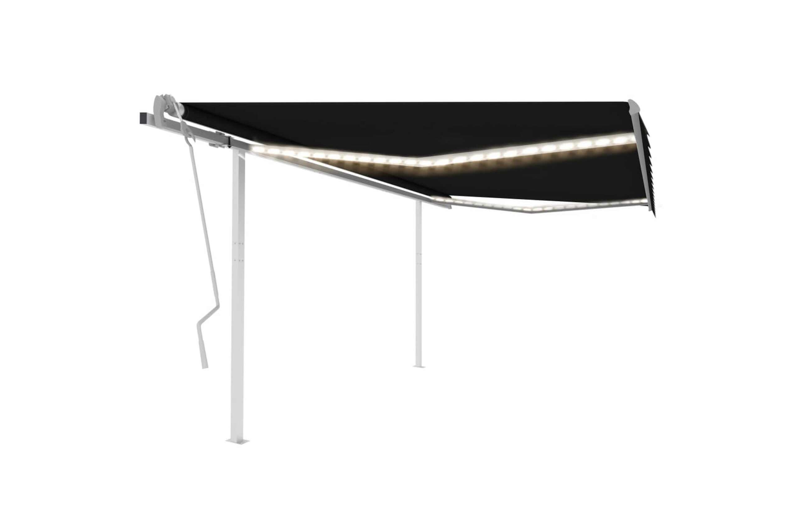 Manuaalisesti kelattava markiisi LED-valoilla 4x3 m -