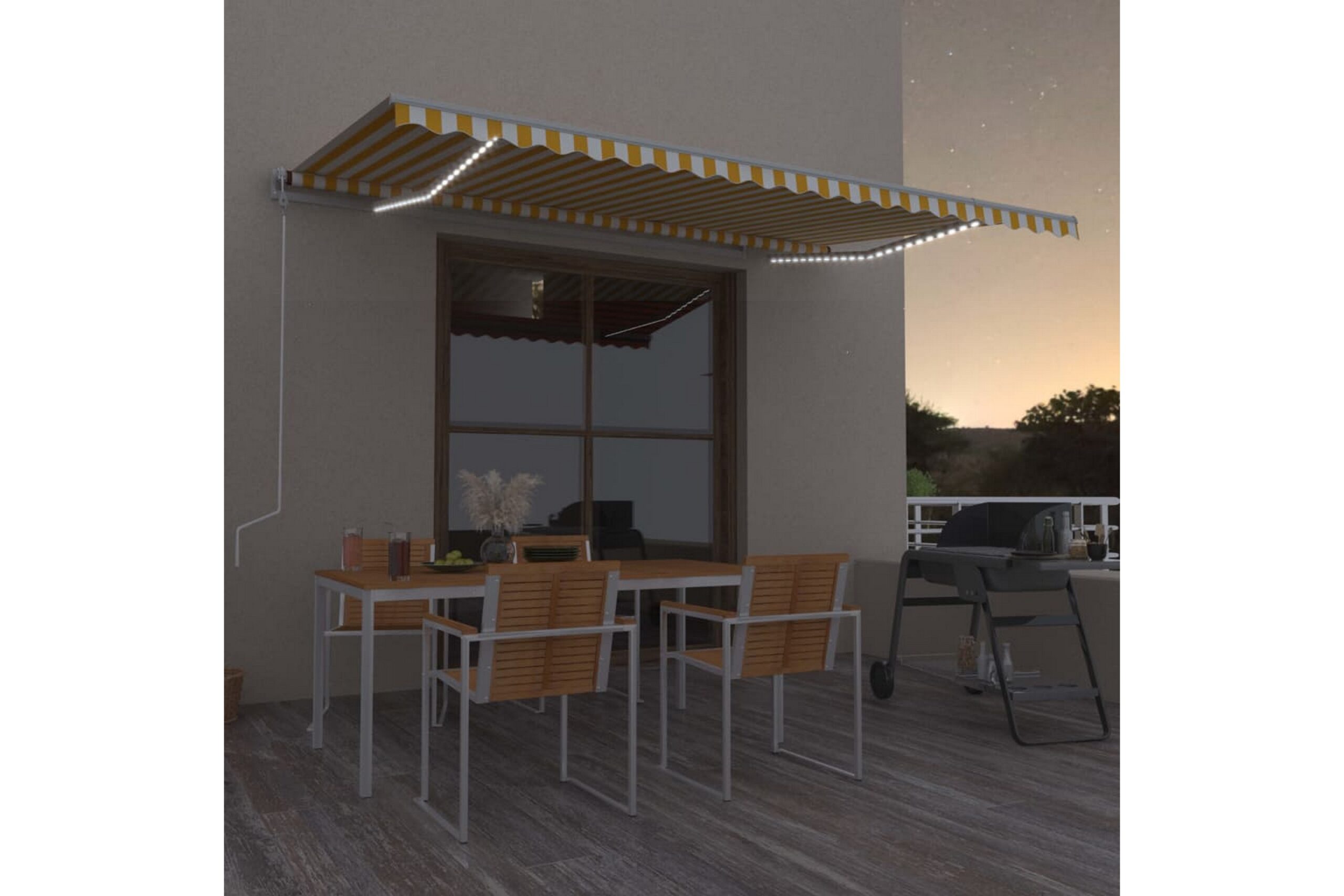 Sisäänkelattava markiisi LED/tuulisensori 500x300cm -