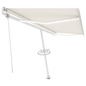 Sisäänkelattava markiisi LED/tuulisensori 500x350cm kerma - Kerma