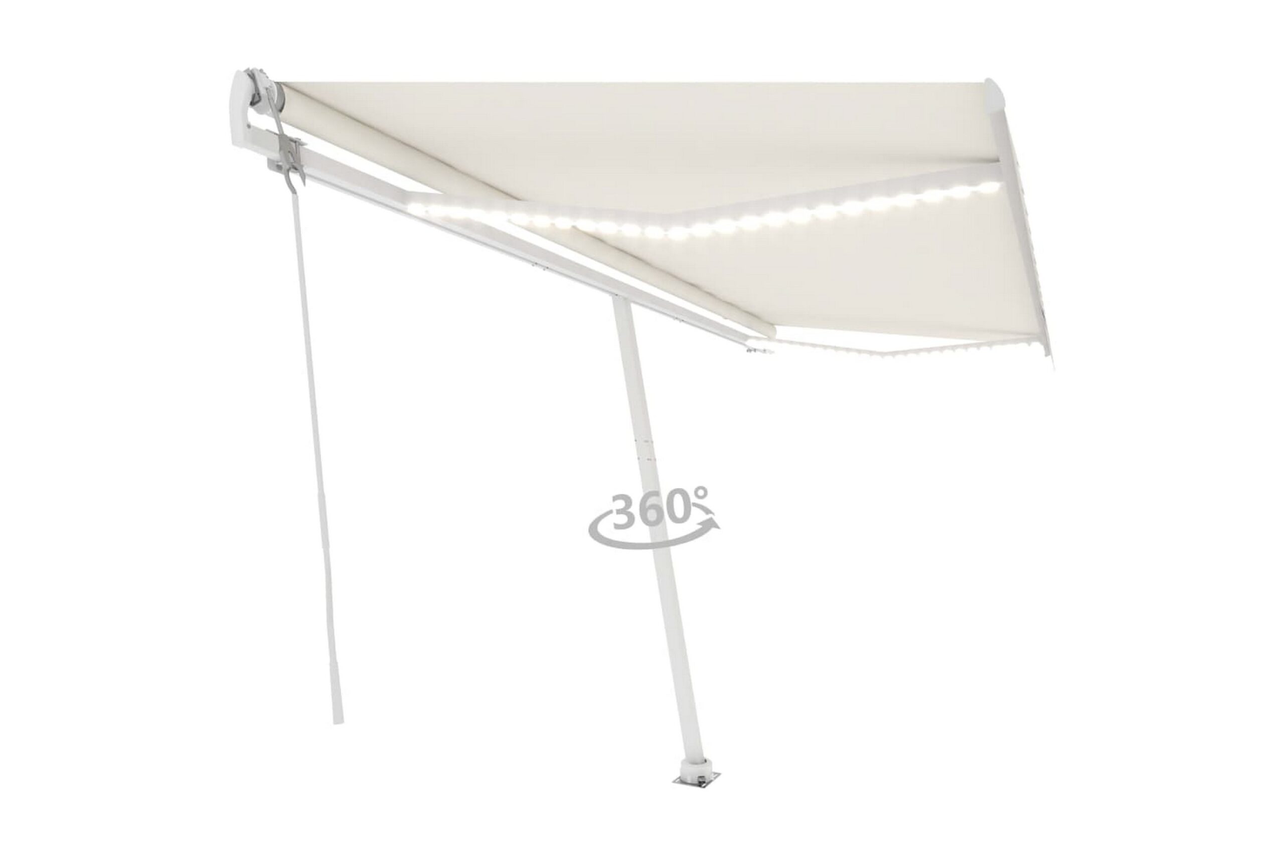 Sisäänkelattava markiisi LED/tuulisensori 500x350cm kerma - Kerma