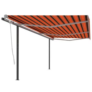 Sisäänkelattava markiisi tolpilla 6x3 m oranssiruskea -