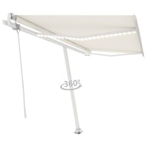 Sisäänkelattava markiisi LED/tuulisensori 400x300cm kerma - Kerma