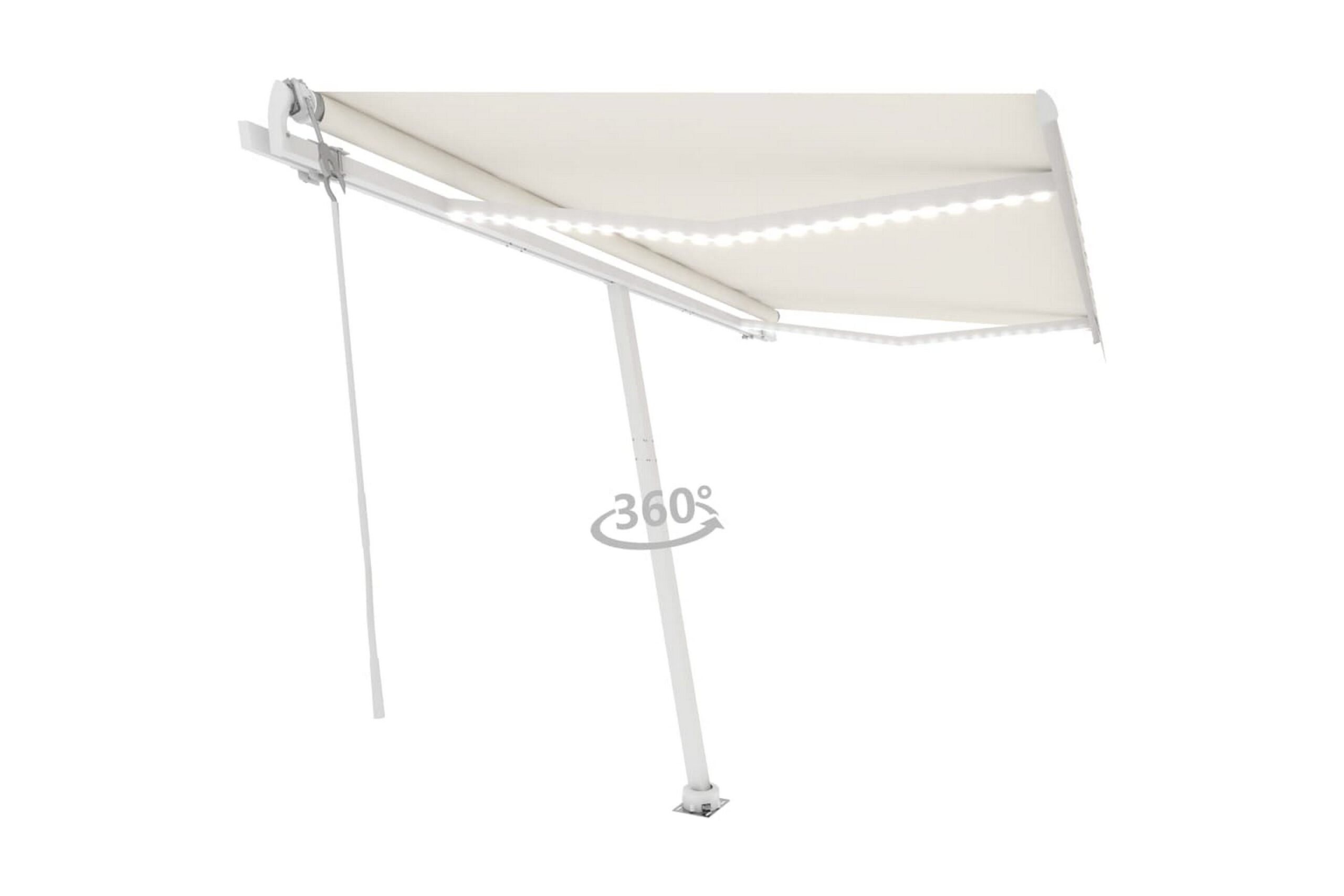 Sisäänkelattava markiisi LED/tuulisensori 450x350 cm kerma - Kerma