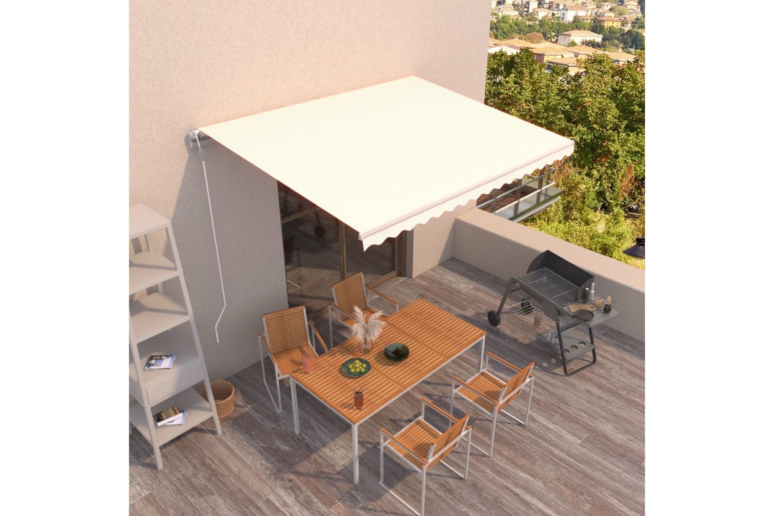 Automaattisesti sisäänkelattava markiisi 450x300 cm kerma -