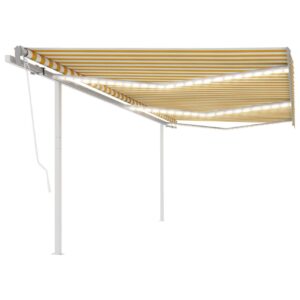 Sisäänkelattava markiisi LED/tuulisensori 6x3 m - Keltainen