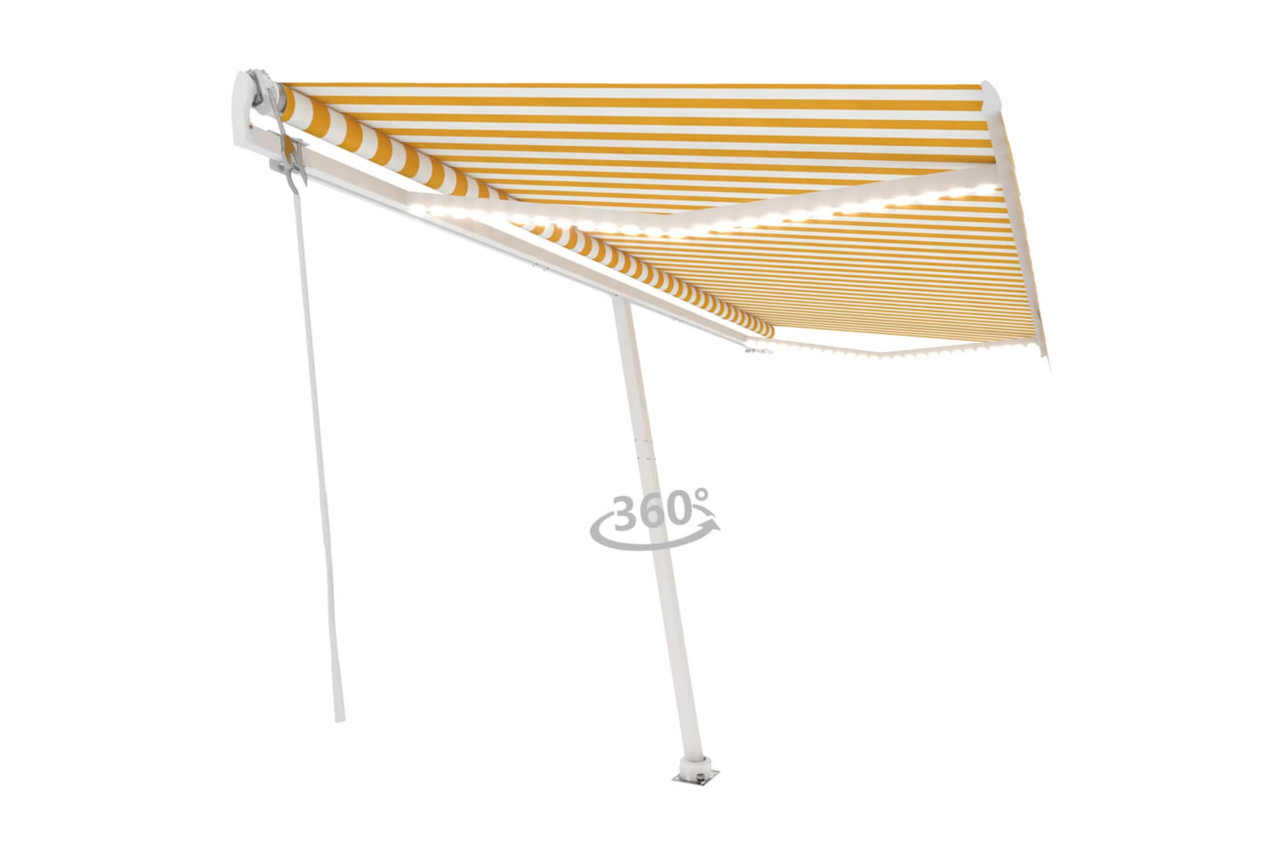 Sisäänkelattava markiisi LED/tuulisensori 500x300cm - Keltainen