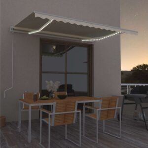 Sisäänkelattava markiisi LED/tuulisensori 400x300cm kerma -