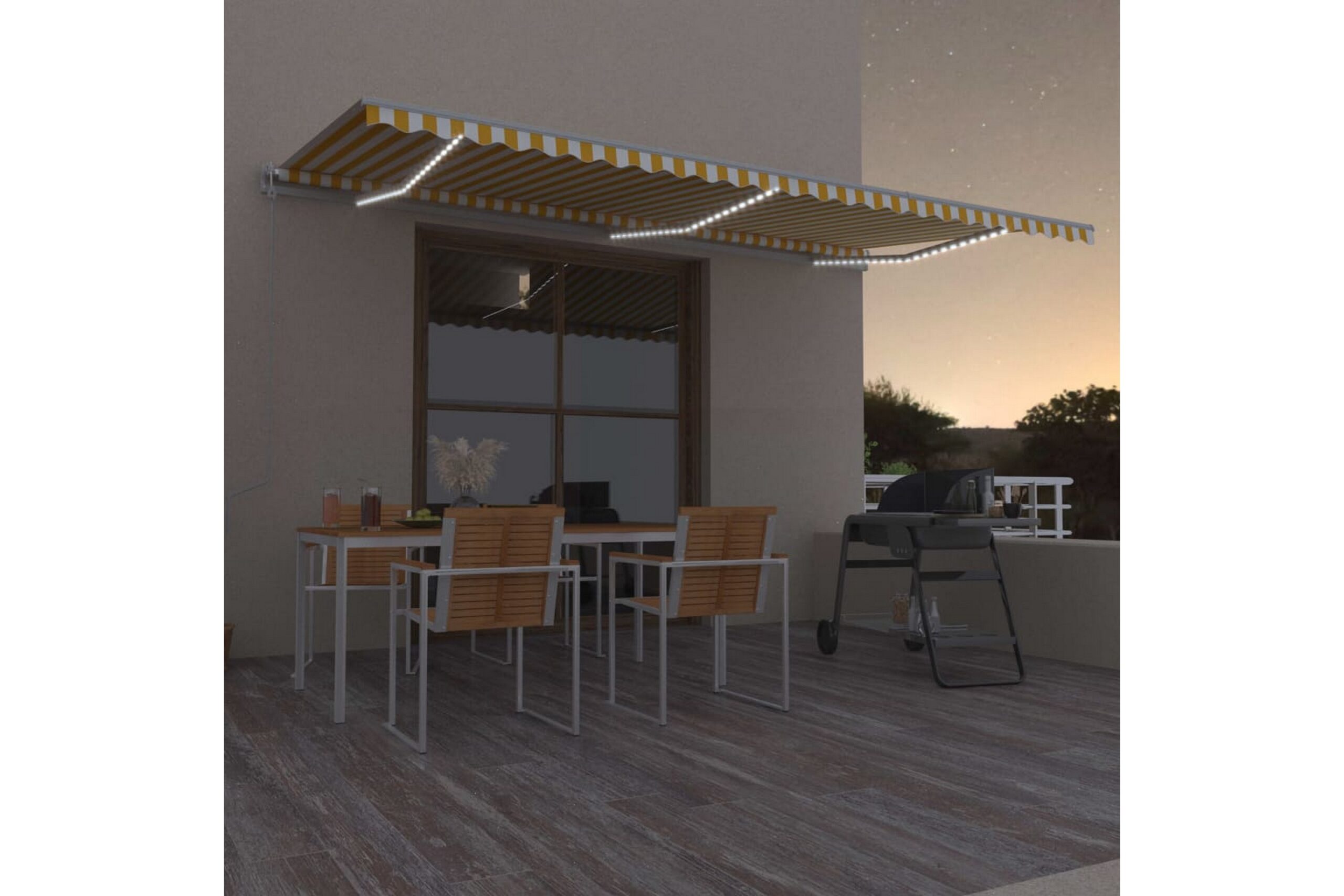 Sisäänkelattava markiisi LED/tuulisensori 600x300 cm -