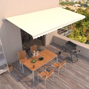 Automaattisesti sisäänkelattava markiisi 600x350 cm kerma -