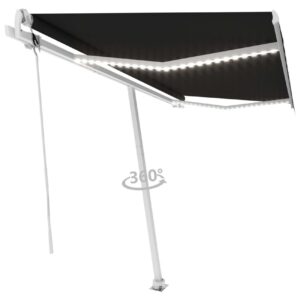 Sisäänkelattava markiisi LED/tuulisensori 450x350cm - Antrasiitti