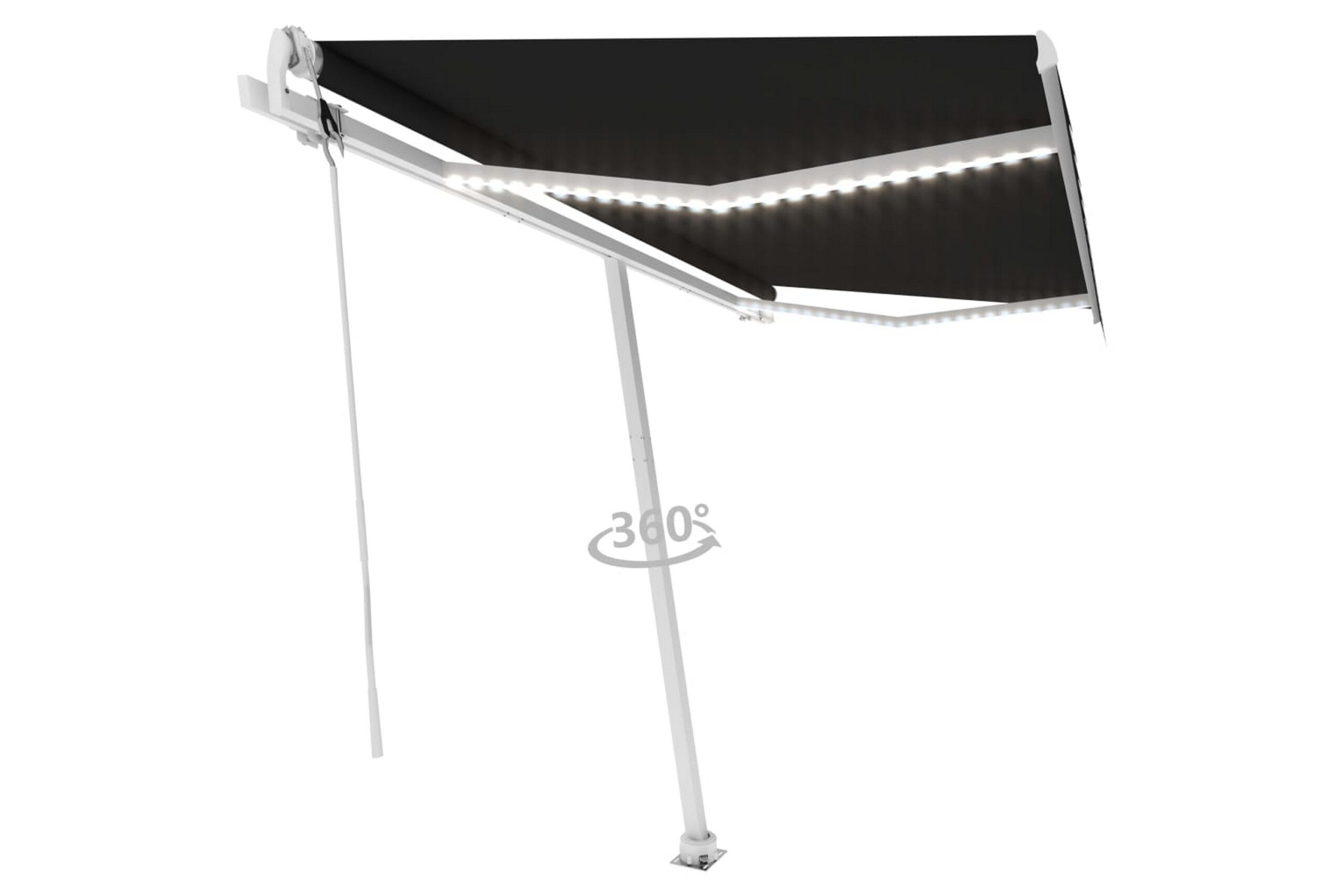 Sisäänkelattava markiisi LED/tuulisensori 450x350cm - Antrasiitti