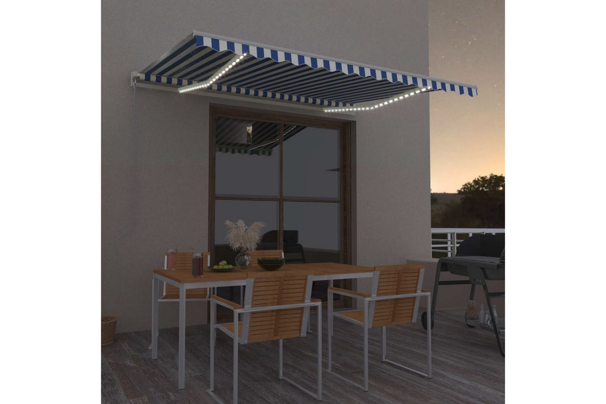 Sisäänkelattava markiisi LED/tuulisensori 450x350 cm -