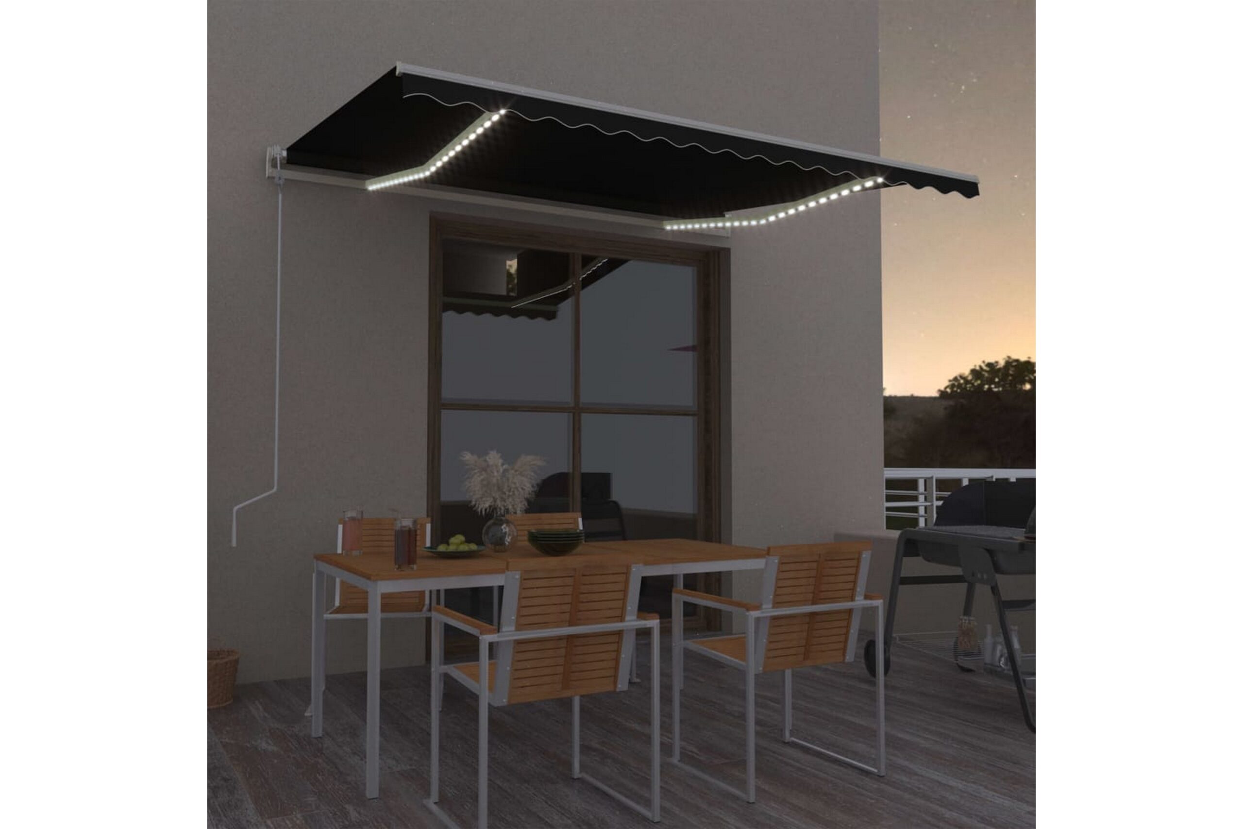 Sisäänkelattava markiisi LED/tuulisensori 400x300cm -