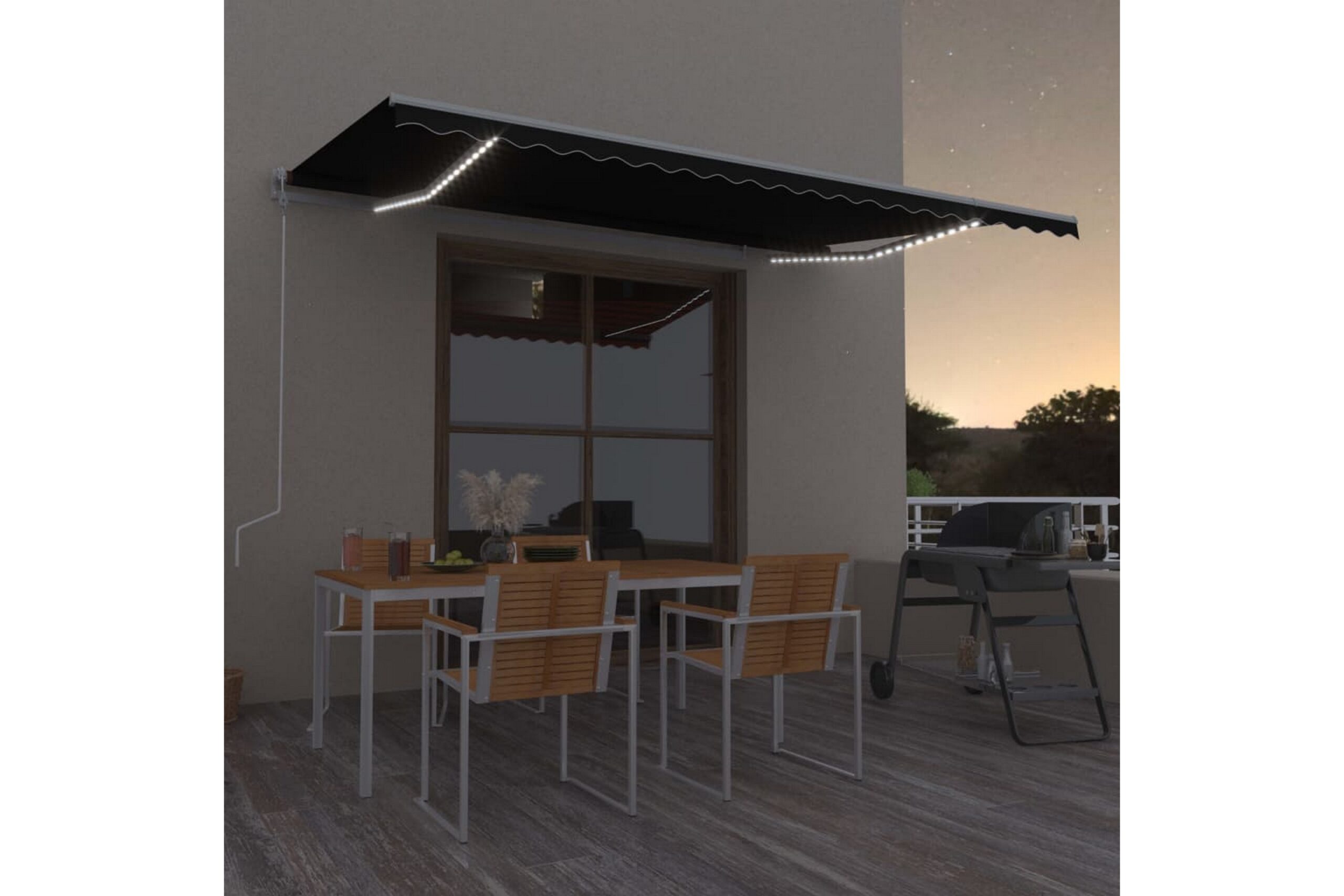 Sisäänkelattava markiisi LED/tuulisensori 500x300cm -