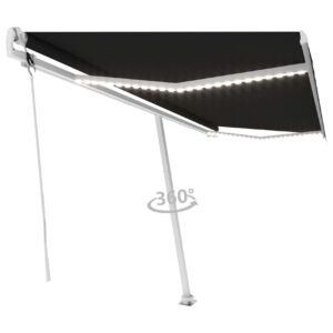 Sisäänkelattava markiisi LED/tuulisensori 500x300cm - Antrasiitti