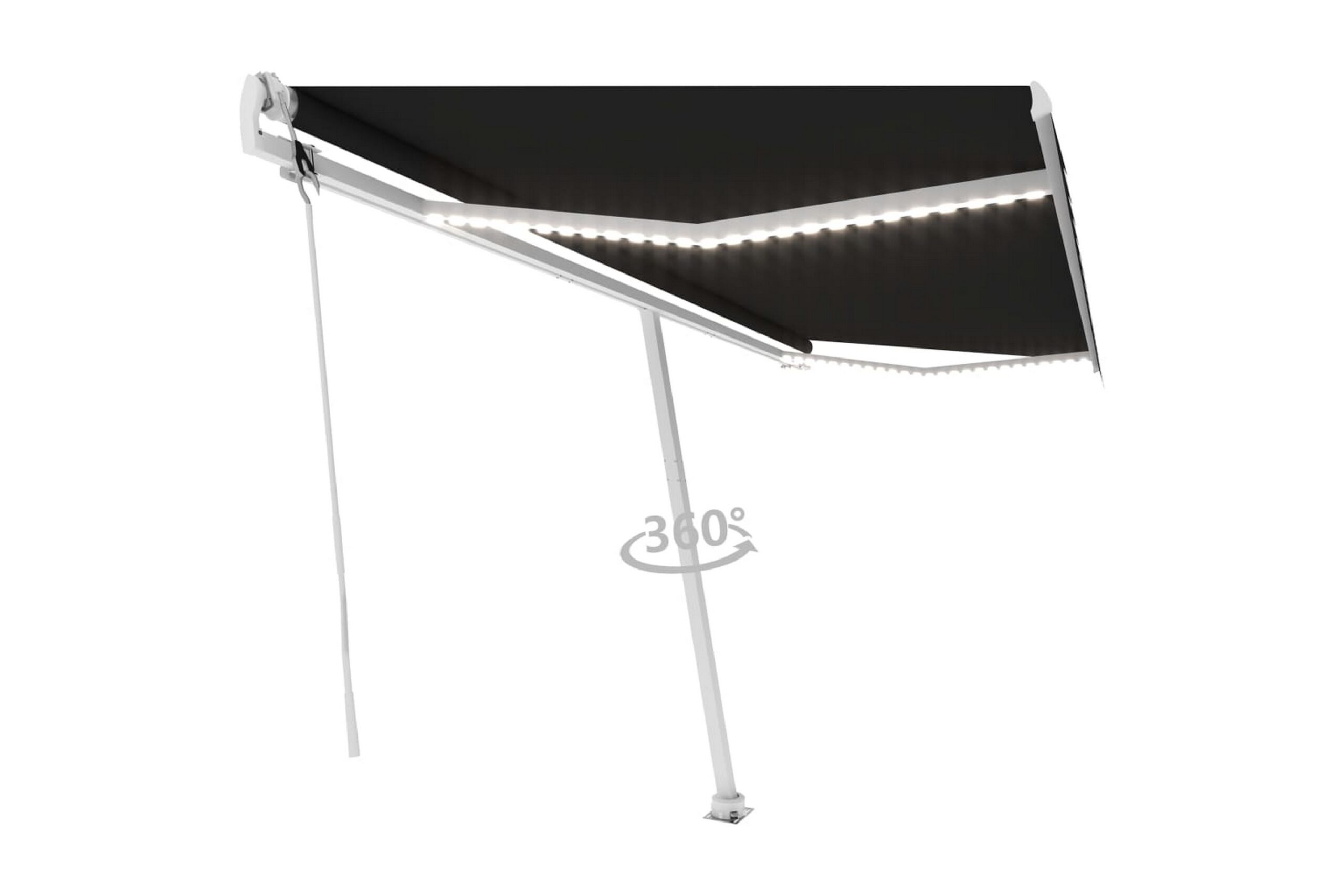 Sisäänkelattava markiisi LED/tuulisensori 500x300cm - Antrasiitti