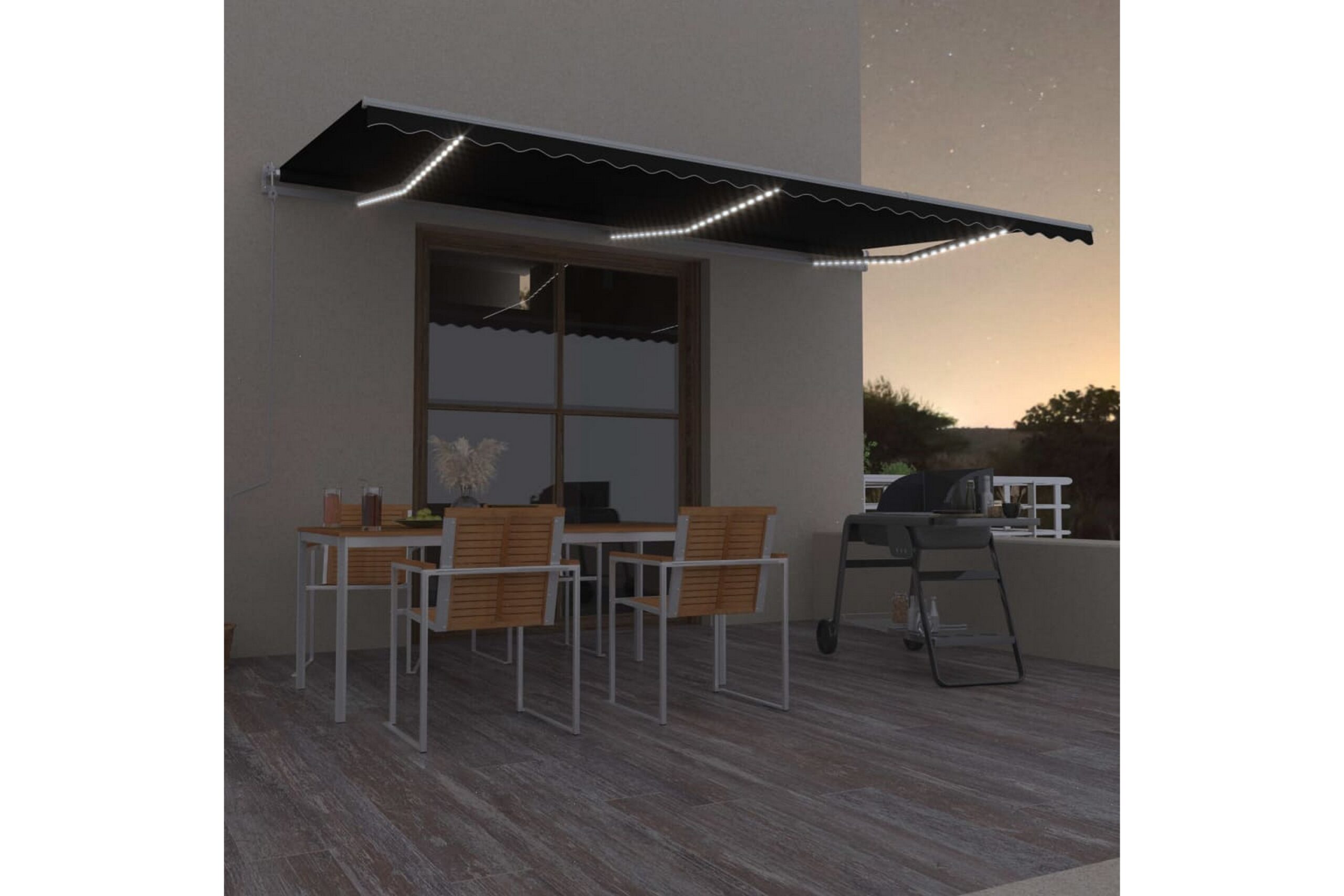Sisäänkelattava markiisi LED/tuulisensori 600x350cm -