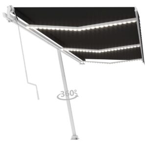Sisäänkelattava markiisi LED/tuulisensori 600x350cm - Antrasiitti