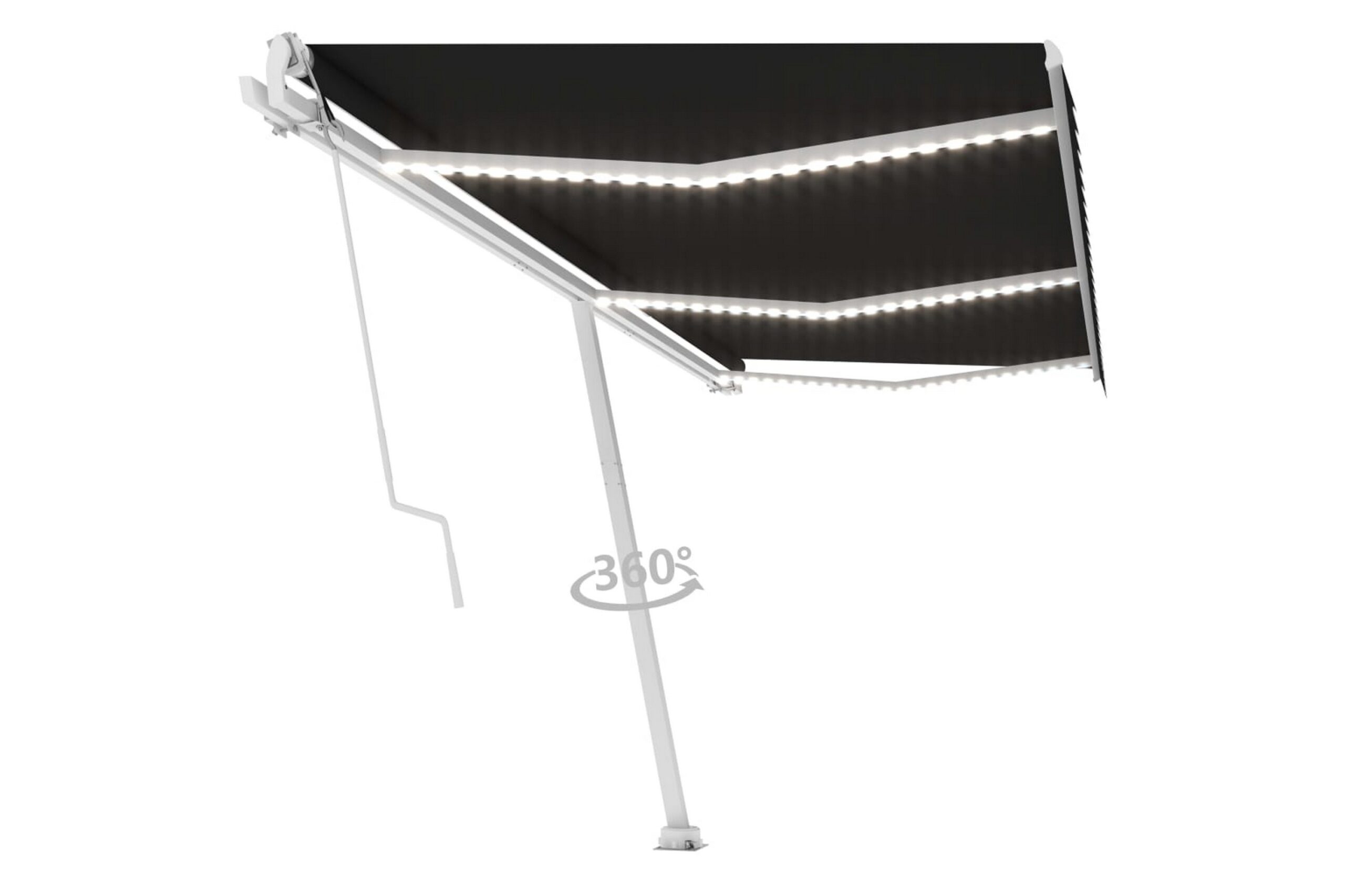 Sisäänkelattava markiisi LED/tuulisensori 600x350cm - Antrasiitti