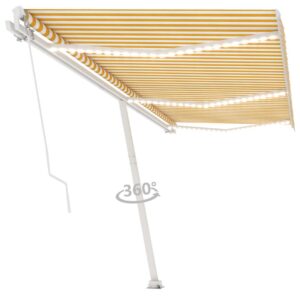 Käsin sisäänkelattava markiisi LEDillä 600x300cm - Keltainen