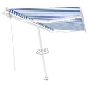 Sisäänkelattava markiisi LED/tuulisensori 450x300 cm - Sininen