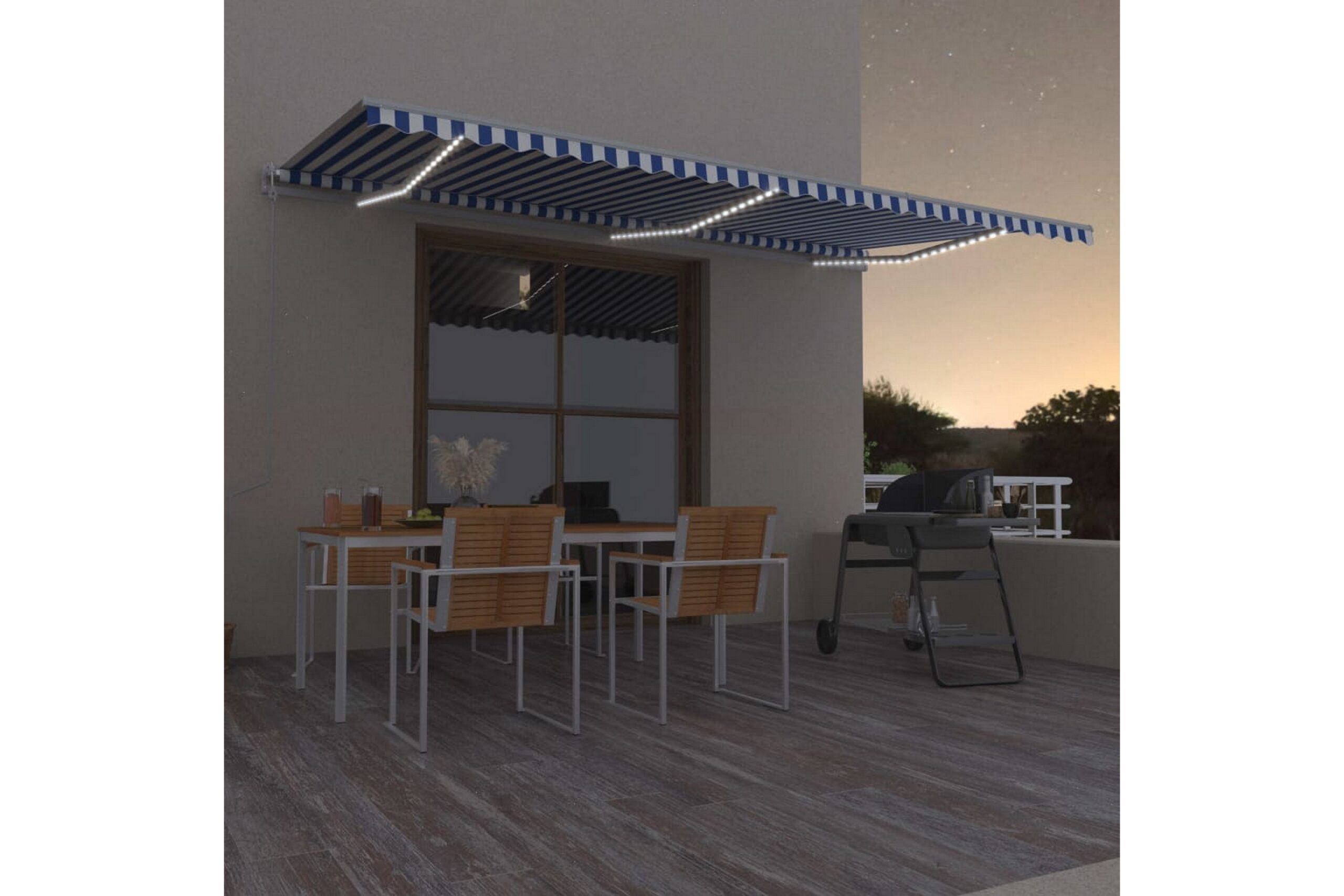 Sisäänkelattava markiisi LED/tuulisensori 600x350 cm -
