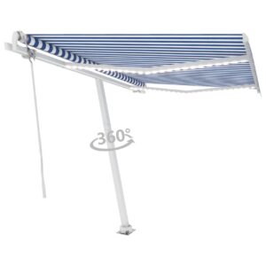 Sisäänkelattava markiisi LED/tuulisensori 300x250 cm - Sininen
