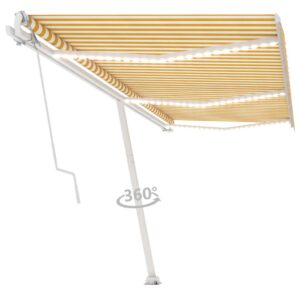 Sisäänkelattava markiisi LED/tuulisensori 600x350 cm - Keltainen