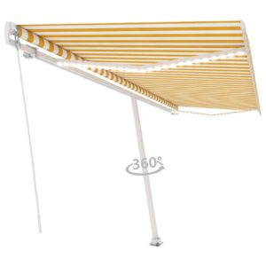 Käsin sisäänkelattava markiisi LEDillä 500x350cm - Keltainen