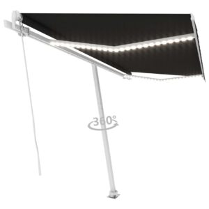 Sisäänkelattava markiisi LEDillä 400x300 cm antrasiitti - Antrasiitti