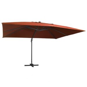 Aurinkovarjo LED-valoilla terrakotta 400x300 cm -