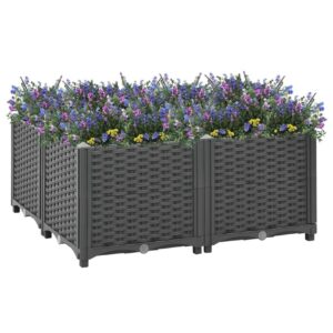 Korotettu kukkalaatikko 80x80x38 cm polypropeeni - Harmaa