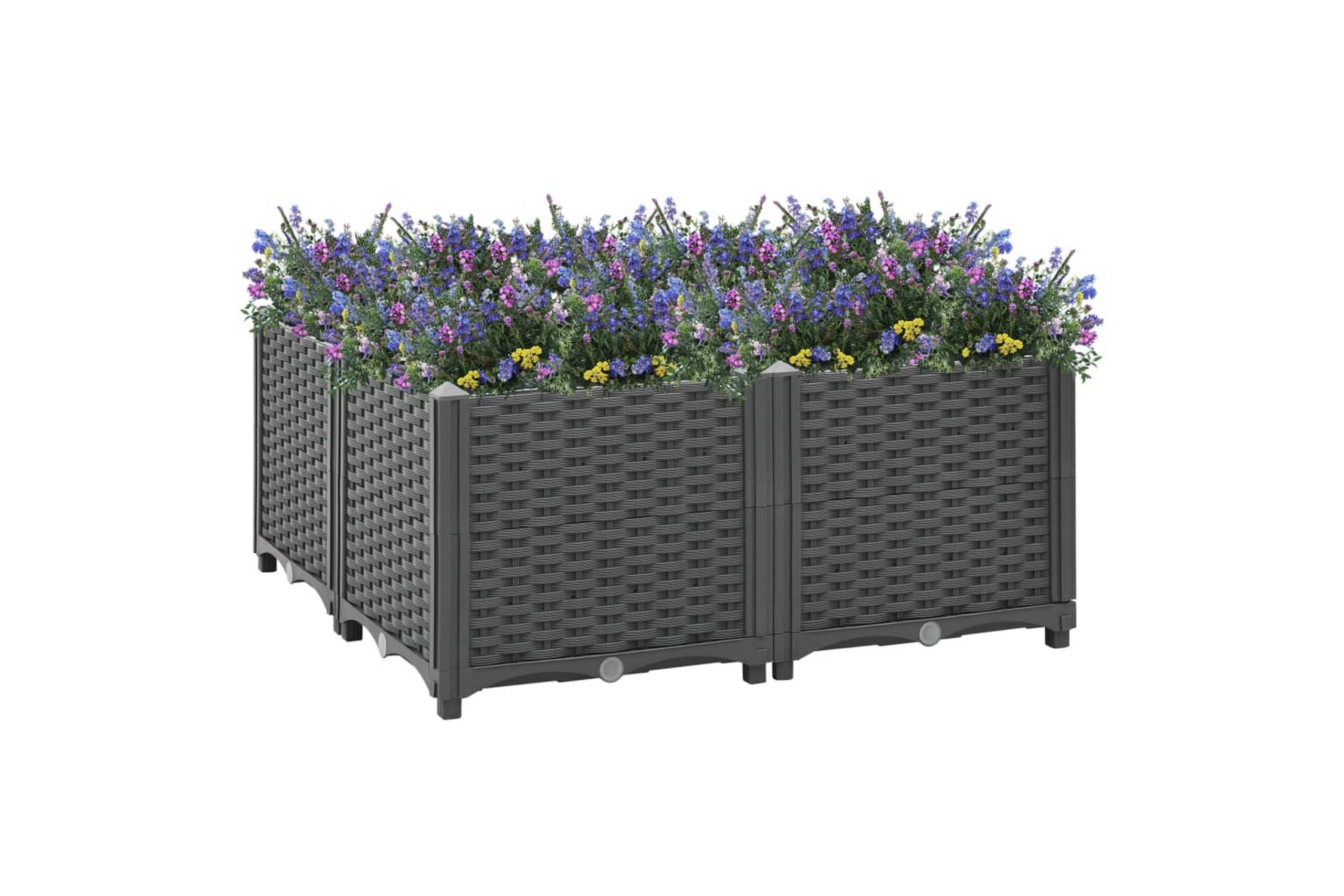 Korotettu kukkalaatikko 80x80x38 cm polypropeeni - Harmaa