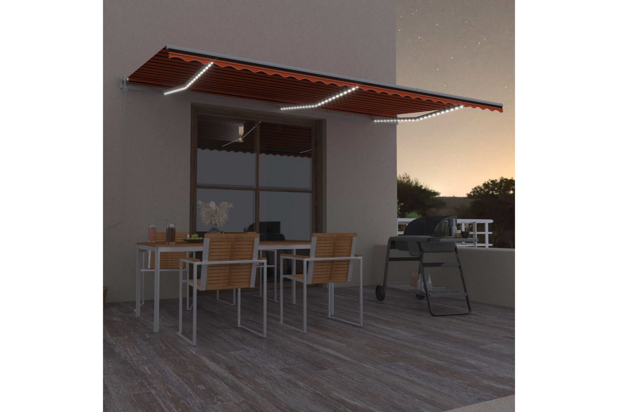 Sisäänkelattava markiisi LED/tuulisens. 600x300cm -