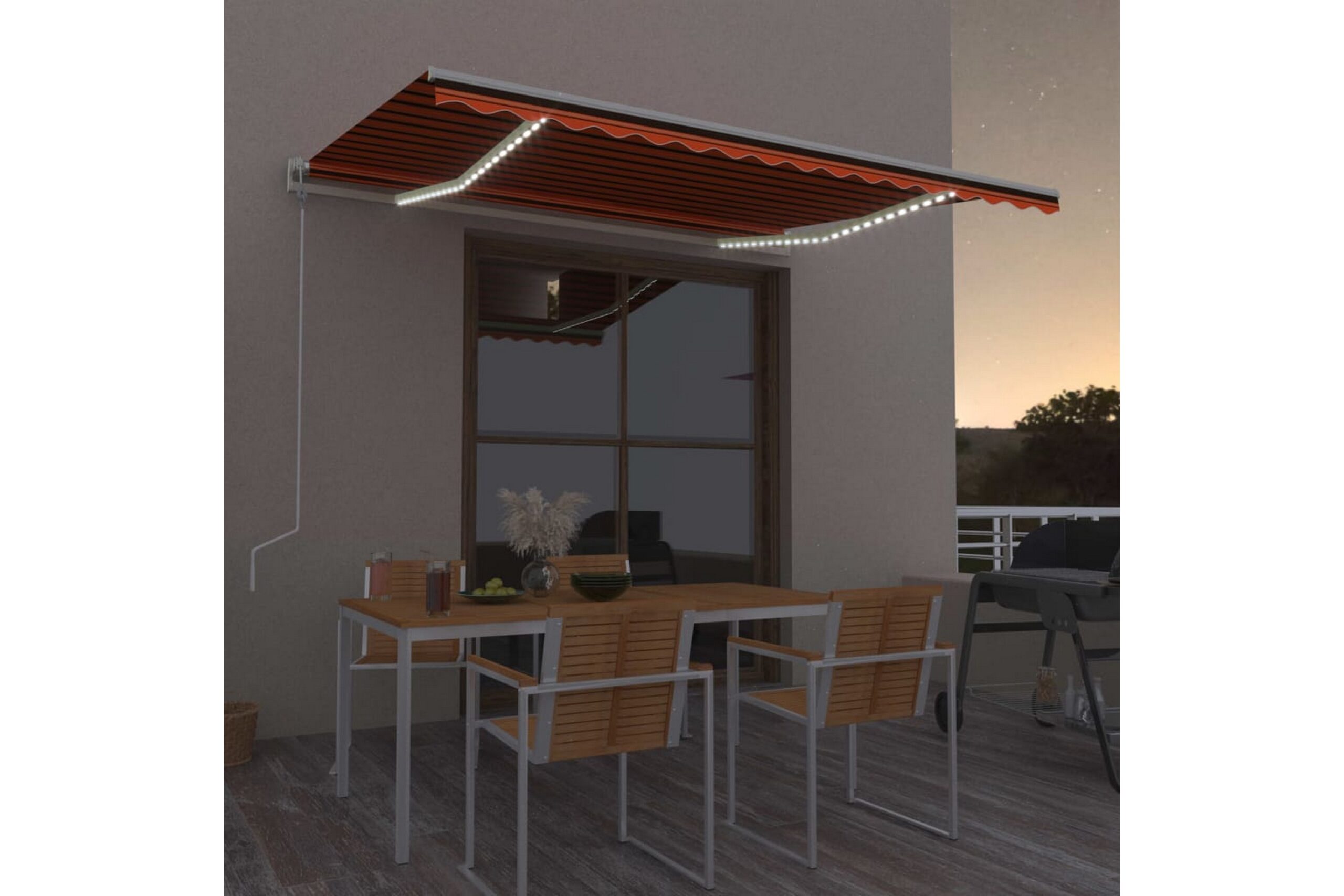 Sisäänkelattava markiisi LED/tuulisens. 450x300cm -
