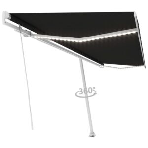 Käsin sisäänkelattava markiisi LEDillä 500x300cm antrasiitti - Antrasiitti