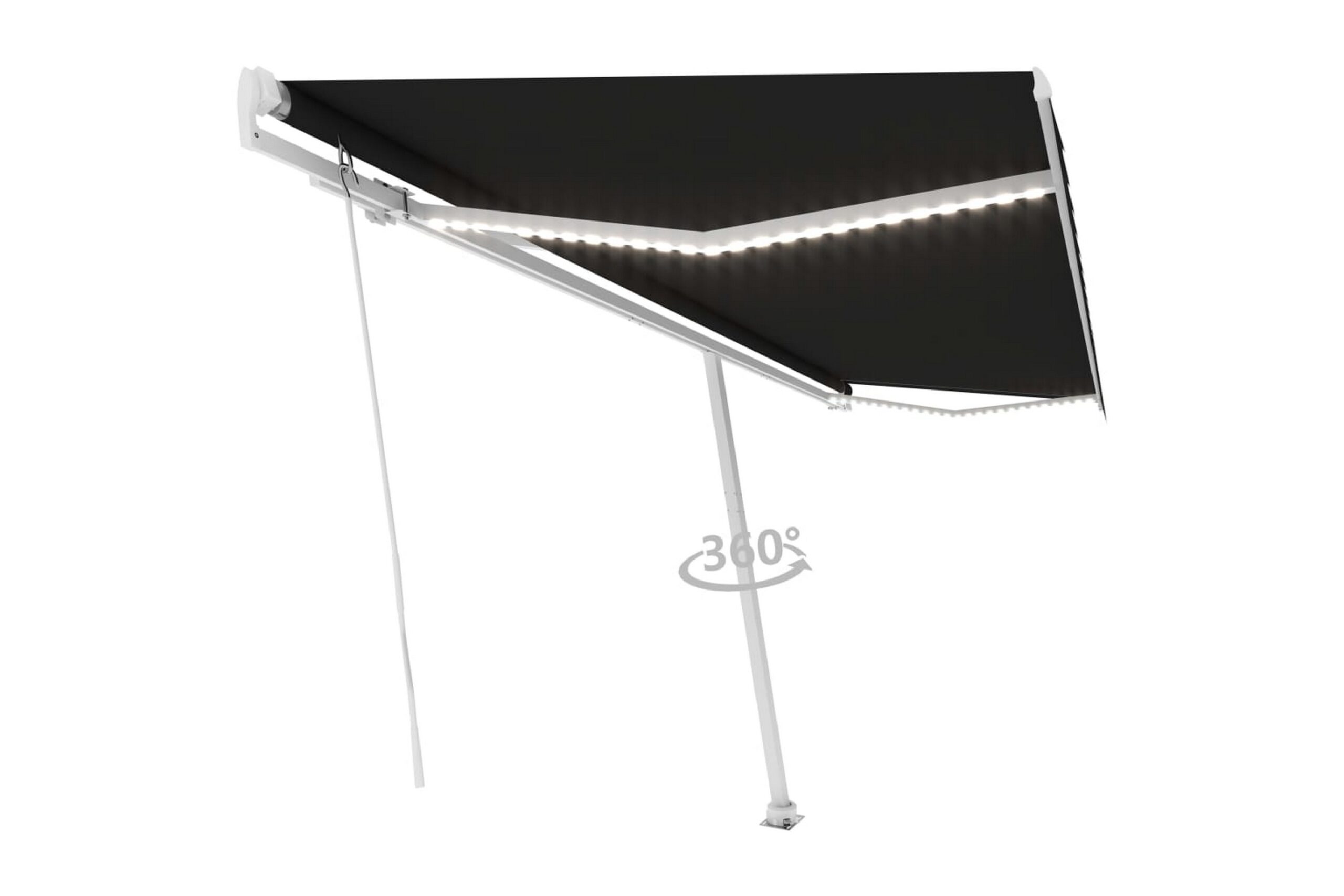 Käsin sisäänkelattava markiisi LEDillä 500x300cm antrasiitti - Antrasiitti