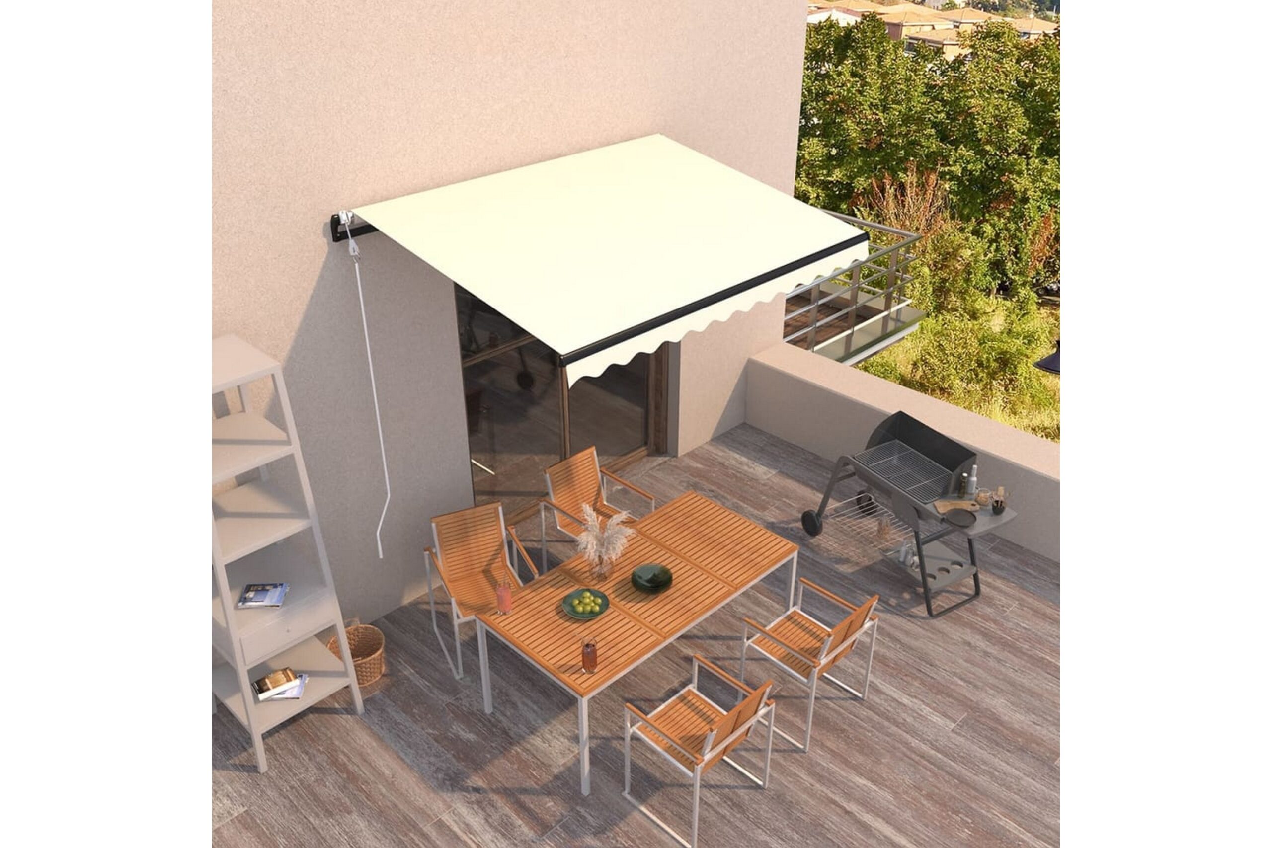 Automaattisesti sisäänkelattava markiisi 350x250 cm kerma -