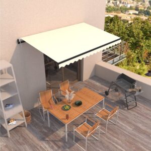 Automaattisesti sisäänkelattava markiisi 450x300 cm kerma -