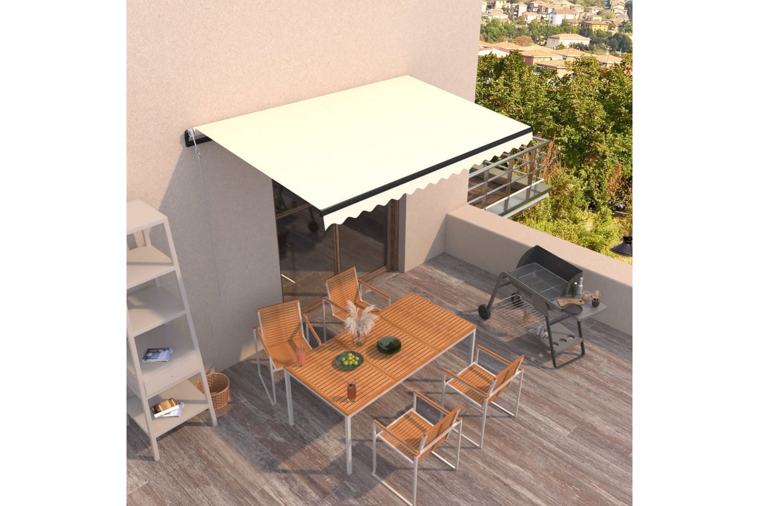 Automaattisesti sisäänkelattava markiisi 450x300 cm kerma -