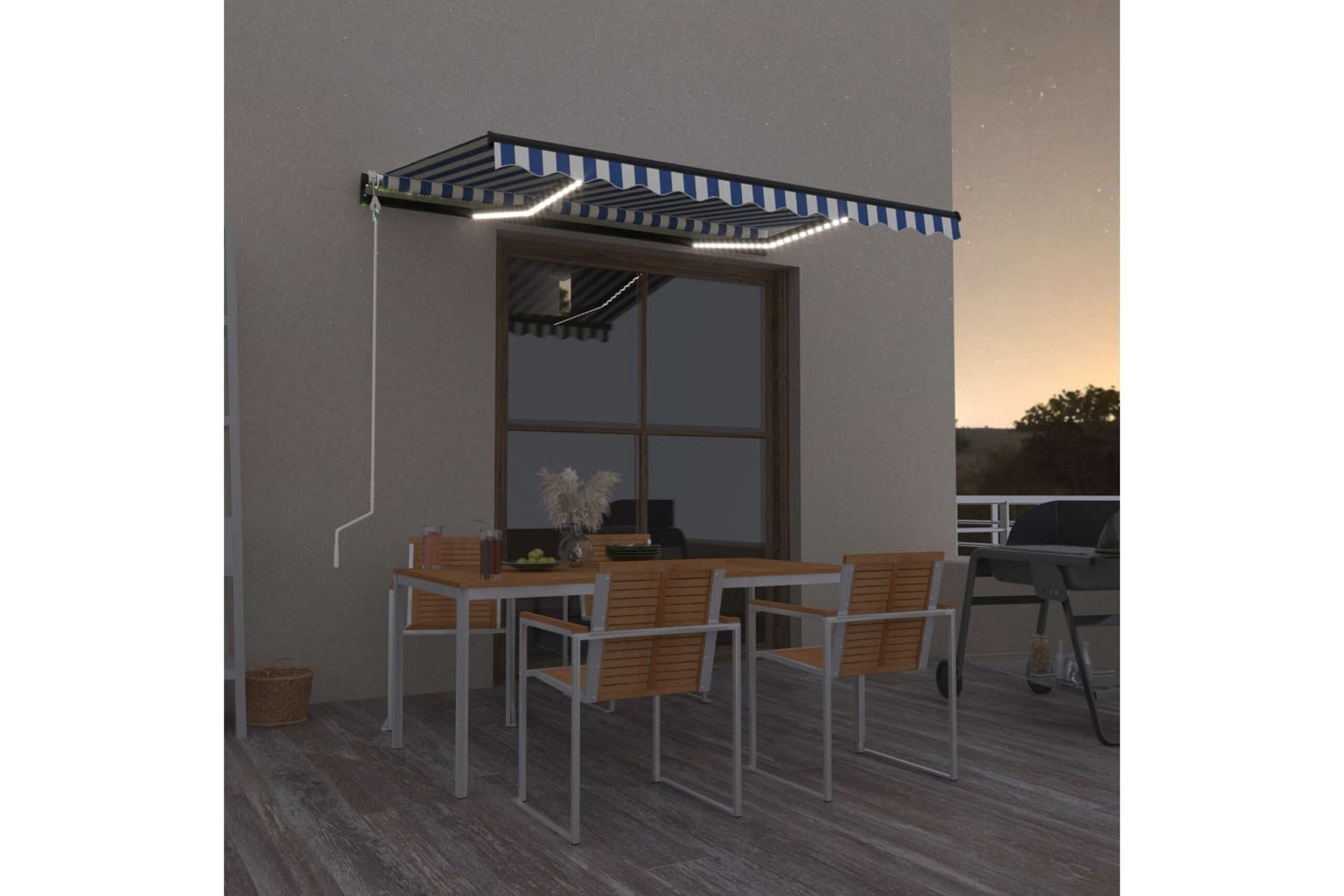 Sisäänkelattava markiisi LED/tuulisensori 400x300 cm -