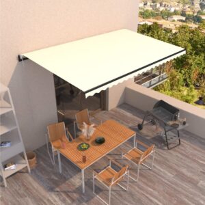 Automaattisesti sisäänkelattava markiisi 500x350 cm kerma -